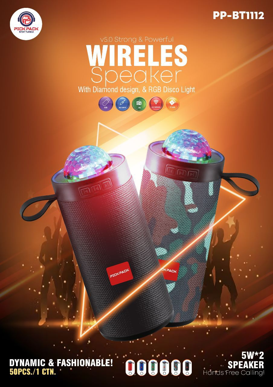 Pick pack 1112 wireless speaker with disco light wholsale b2b wolsale.com