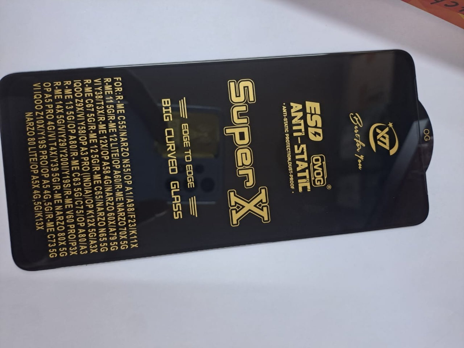 realme c55 narzo n55 oppo a1 a98 f23 k11x iqoo z9x z10x vivo y58 y29 y2001 and more superx esd hd+ tempered glass wholesale