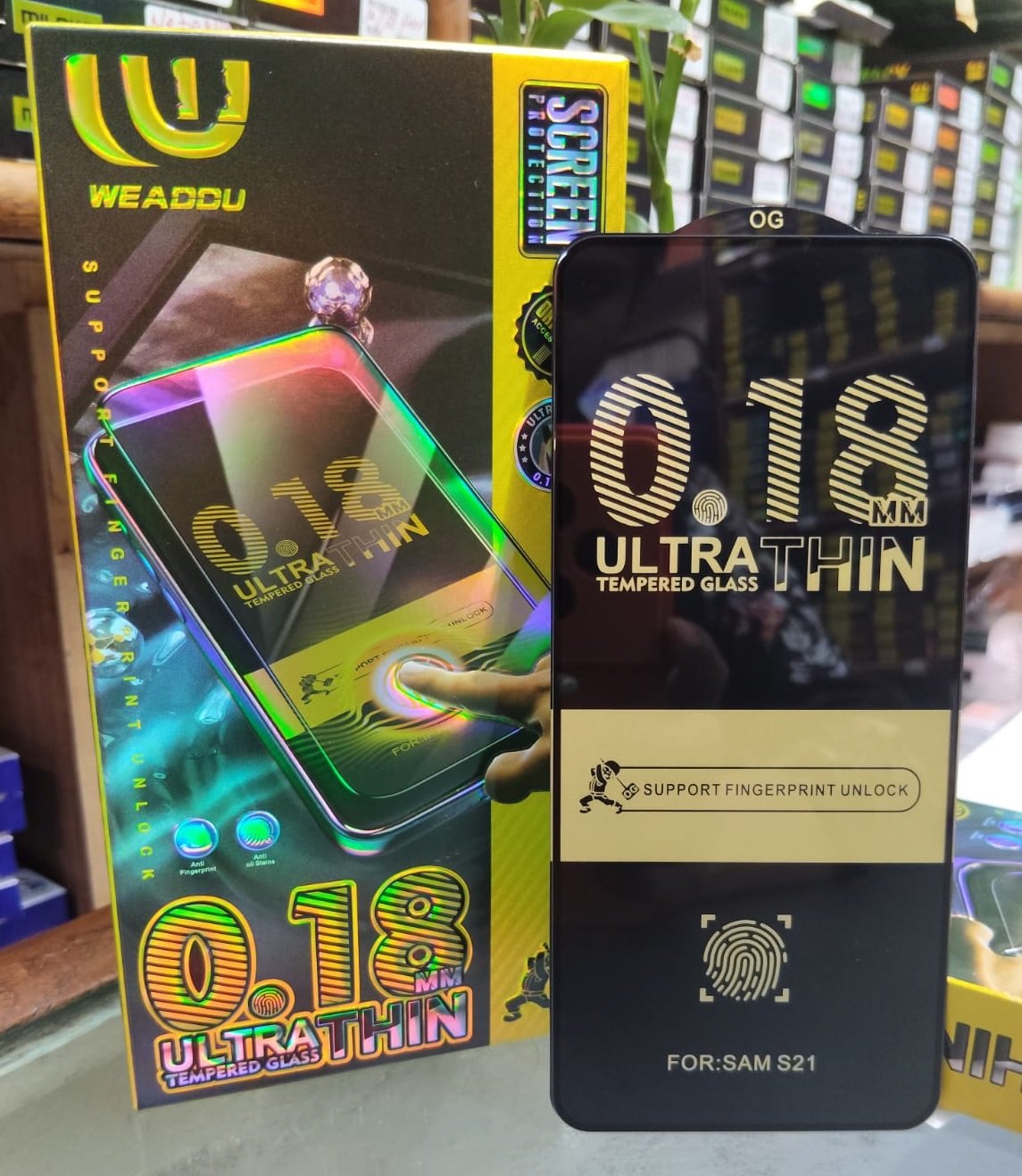 samsung s21 weaddu ultra thin finger print unlock tempered glass wholesale